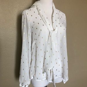 NWT H&M Semi-Sheer White and Gold Blouse